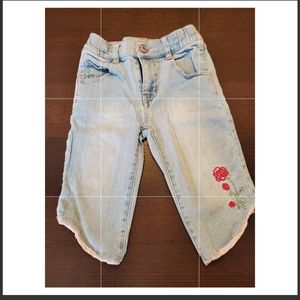 Levi's 3T light wash elastic waist pink embroidery